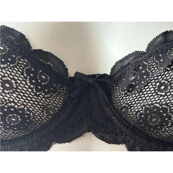 NWOT Rene Rofe Black Stretch Lace Push Up Bra 34A - Picture 4 of 8
